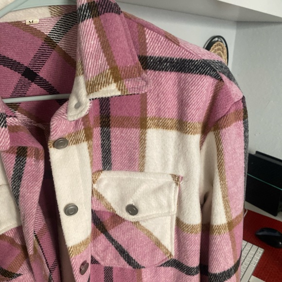 Pink shacket jacket flannel - Picture 6 of 8